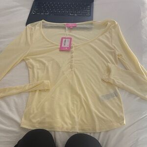 Edikted Light Yellow Long Sleeve Top